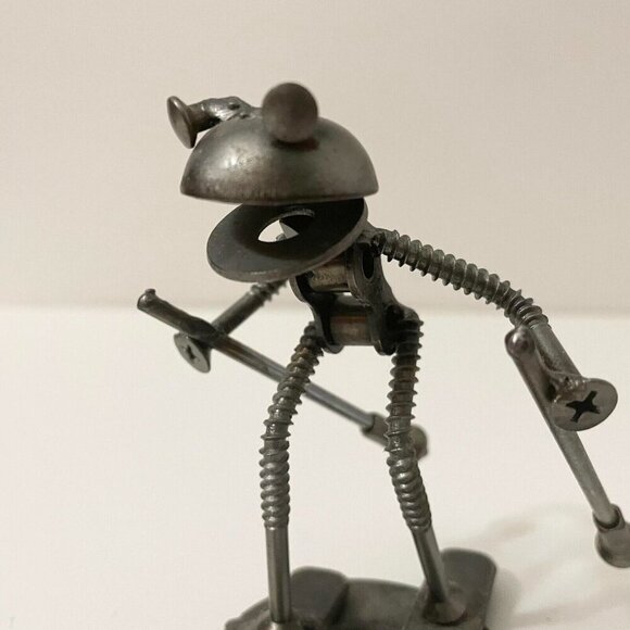 Frog Metal Art Sculpture Skiing Figure Screws Washers - Picture 11 of 16